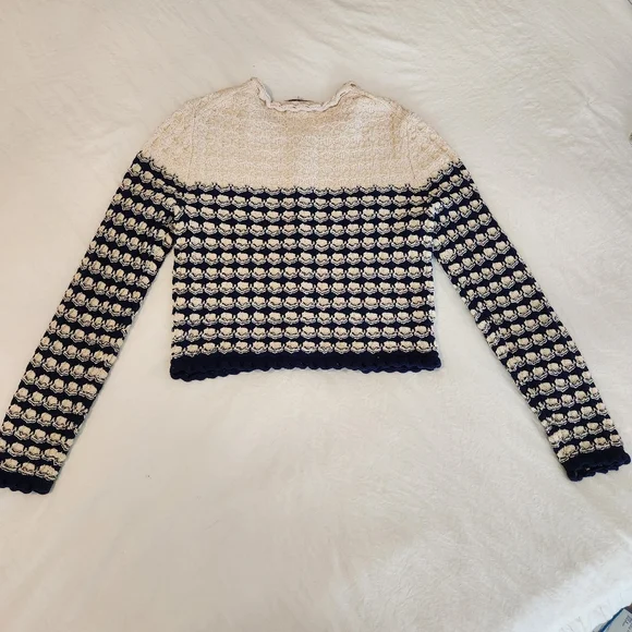 J. Crew Cream and Navy Cardigan Sweater - Picture 7 of 15